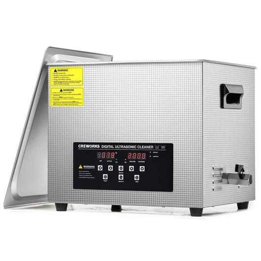 CREWORKS, Grzejnik elektryczny, 15 l, 360 W, 450 W, 1-30min 40kHz, licznik czasu, duży zbiornik, profesjonalny, stal nierdzewna