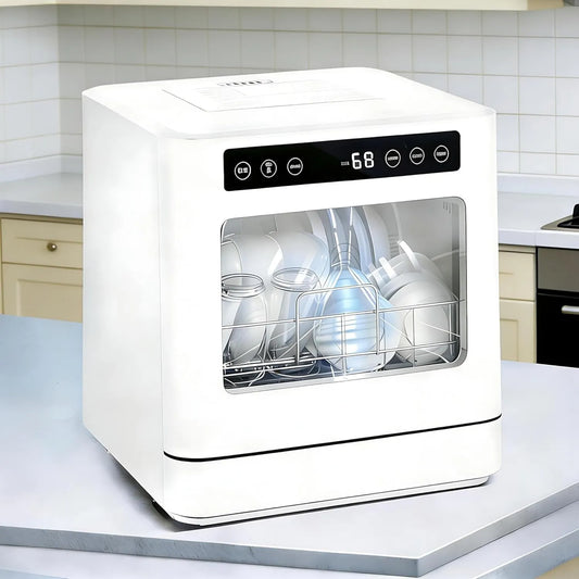 QIUNAOZI zmywarka kompaktowa, Zmywarka, kompaktowa, kemping, Maksymalna temperatura 75°C / 167 ° F, Double Jet 360 °, Idealny dla apartamentów & kemping Cars C/167