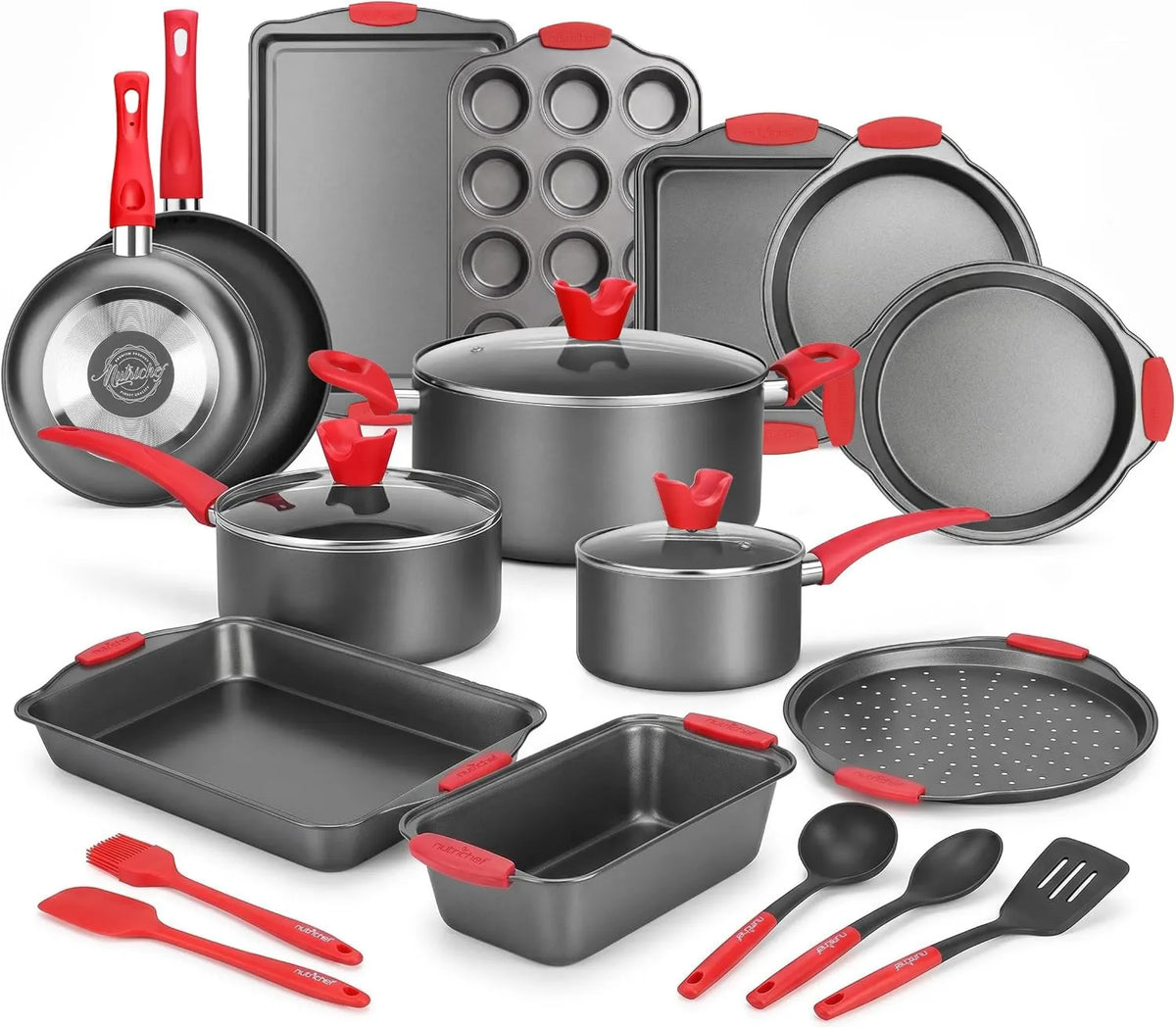 NutriChef, Gotowanie naczynia, pizza, kucharz odżywczy Bateria 21 Części Non- stick