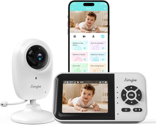 Simyke, 1080P Babyphone, kamera, monitor wideo dla dzieci, 360 m, Wi-Fi