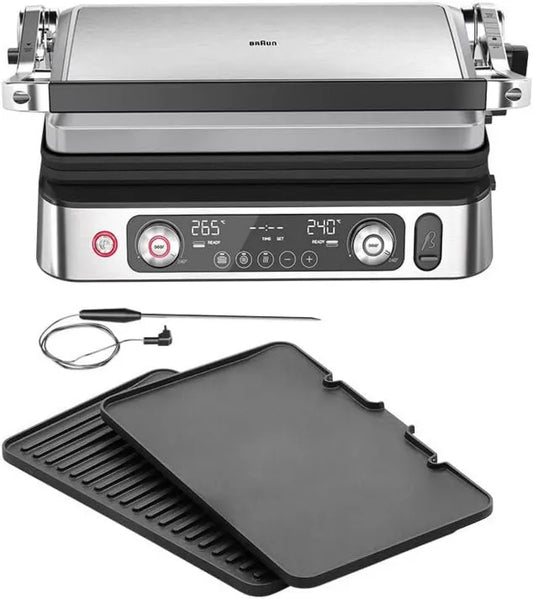 Braun CG 9160 grill elektryczny, 2200 W, 2200W, stal nierdzewna, funkcja grilla, MultiGrill 9 Pro, grill elektryczny z 2 niezależnymi termostatami