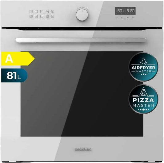 Cecotec piekarnik do zabudowy, Bolero Hexa AF316000 Elektryczny piec do pizzy, 60 cm, 81 l, 3400 W, 11 programów, efekt 3D, rozmrażanie, biały, Assist para