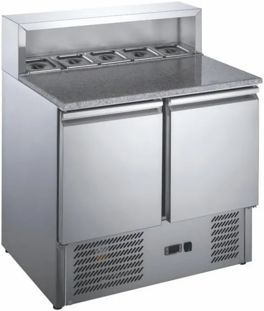 Générique, Plan granulatu, Lodówka Pizza Table 2 Drzwi z Saladette, 240 l, + 2, + 8°C, + 8°C - GN 1