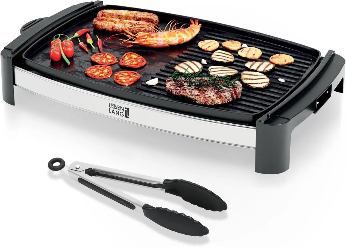 LEBENLANG grill elektryczny, Grill, Plancha, Stół, Grill do grillowania, 45x30 cm, 2000 W, plener, kemping, stal nierdzewna