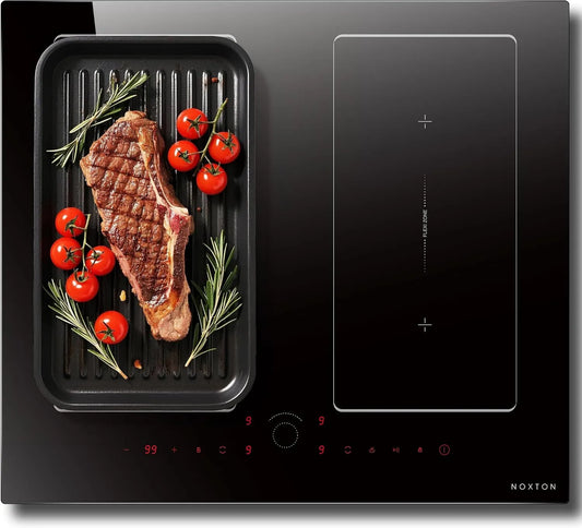 Płyta indukcyjna, 7200 W, 60 cm, timer, sterowanie dotykowe, Płyta indukcyjna NOXTON 4 płyty z podwójnymi strefami flex, sterowaniem dotykowym