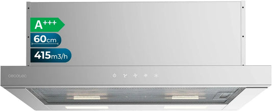 Cecotec okap kuchenny, Bolero TLT Flux 415m3, h, 60 cm, 415 m3 / h, 3 prędkości, dotyk, stal nierdzewna, oświetlenie LED, wykończenie ze stali nierdzewnej m3/h