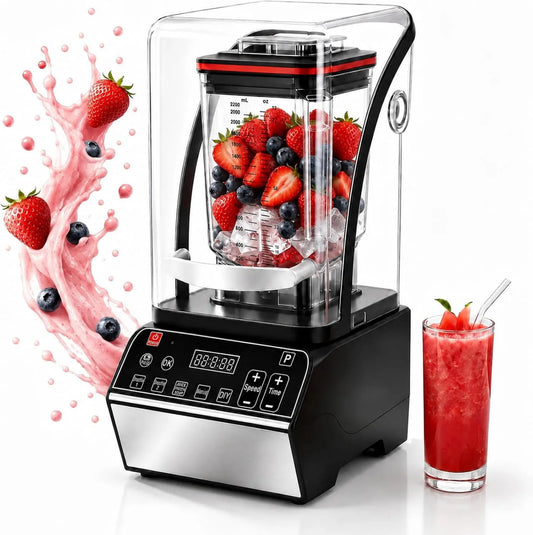 SHUMIAO blender kielichowy, Mikser, profesjonalny mikser 46000 obr. / min z kompaktowym pudełkiem przeciwhałasowym, elektryczny mikser, silnik