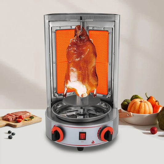 Płyta gazowa, 4300 W, 220 V, 50 Hz, funkcja grilla, Grill do kebaba gazowego, obrotowy rożen do kurczaka, ze stali nierdzewnej