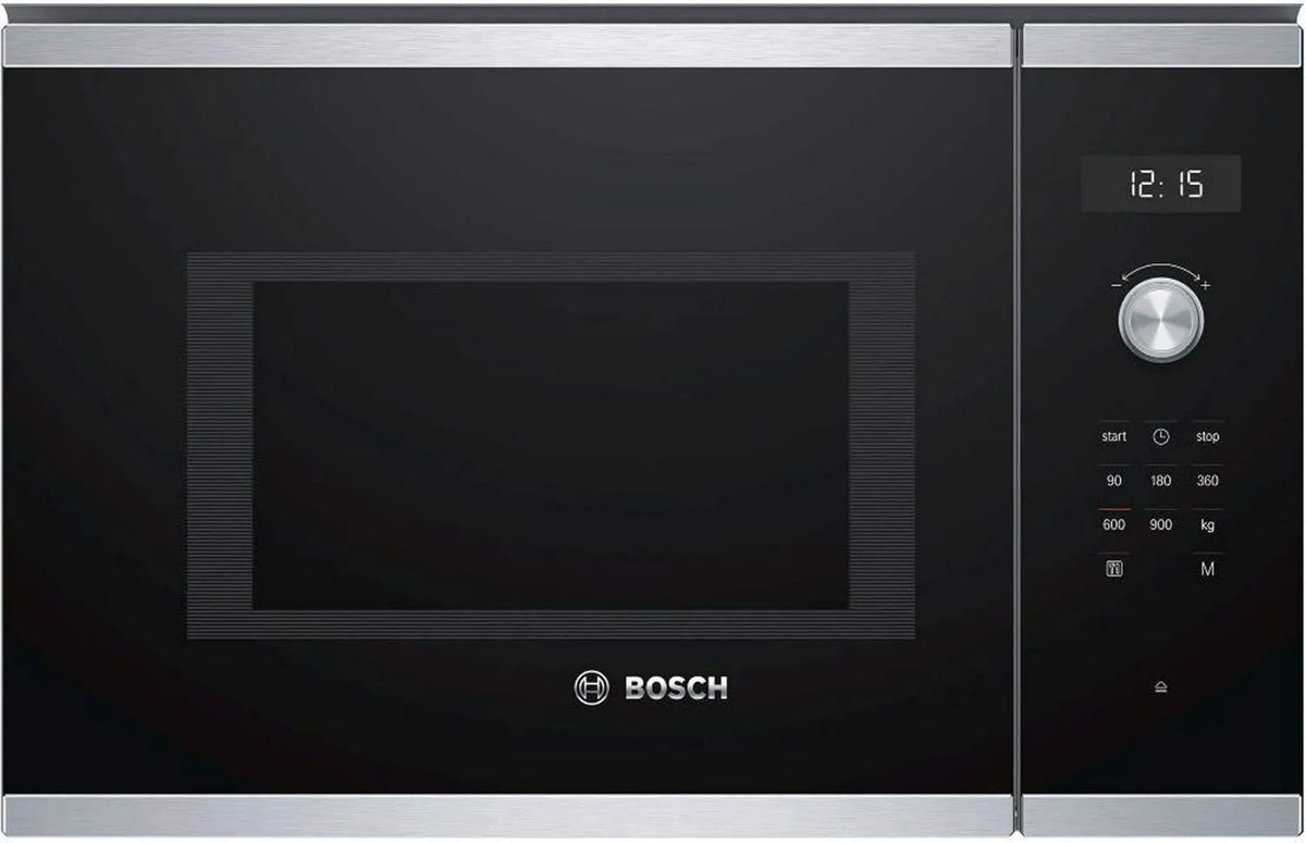 Bosch BFL554MS0 kuchenka mikrofalowa, 900 W, 38 cm, Wbudowana kuchenka mikrofalowa, Zintegrowana kuchenka mikrofalowa ze stali nierdzewnej i czarna