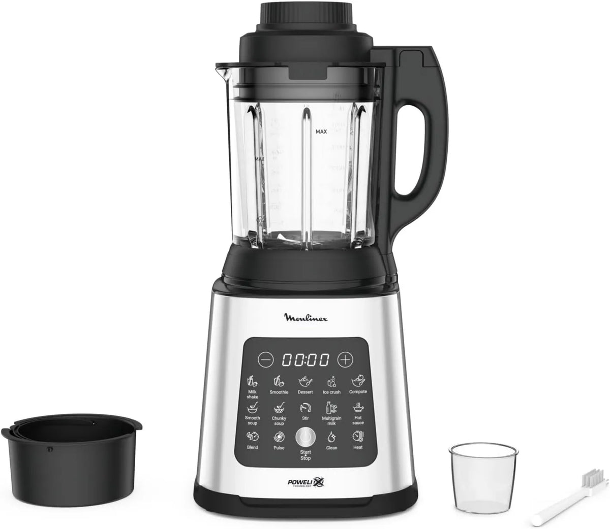 Moulinex LM83SD10 blender, 1400 W, 500 g, praca automatyczna, funkcja pary, Blender grzewczy, 10 automatycznych programów, zdejmowane ostrza