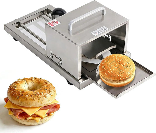Generic, burgery, krajalnica bajgla o regulowanej grubości, do użytku domowego i handlowego, stal nierdzewna, uchwyt do ciągnięcia