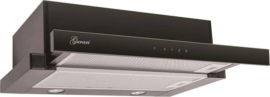 Gurari okap kuchenny, Okap próżniowy, 60 cm, 1000 m3 / h, dający się wstawić, czarny, GCH 117 BL, oświetlenie LED m3/h
