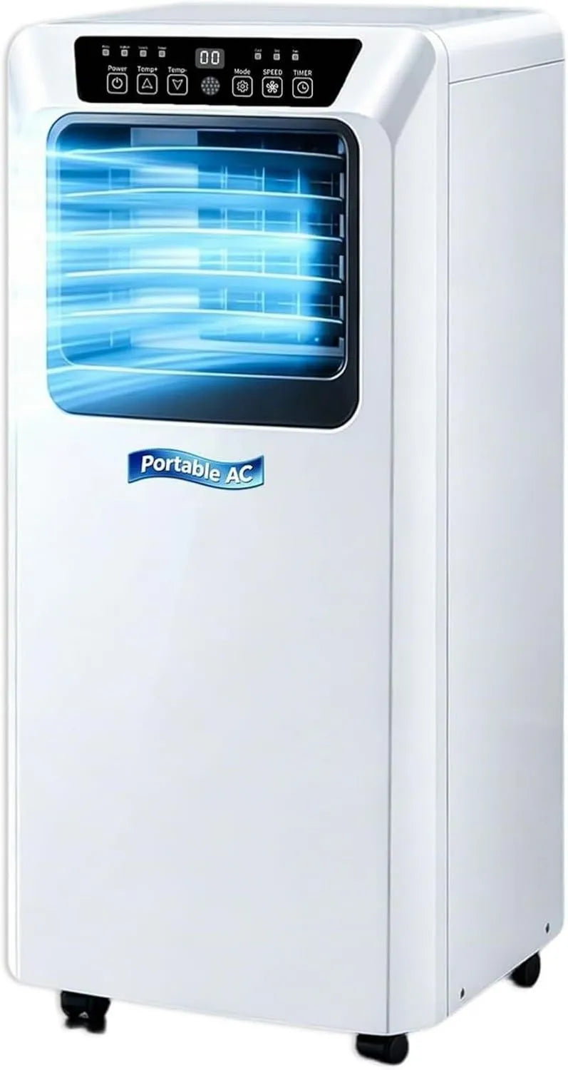 HUANQIN klimatyzator przenośny, Klimatyzator 7000BTU, minutnik, mobilny klimatyzator Monobloc 9000 BTU z pilotem i zegar 24-godzinny