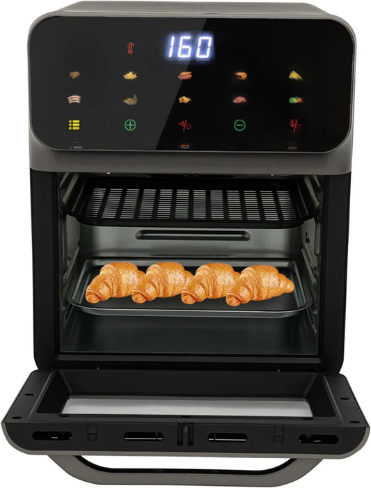 NadineDutol mini piekarnik, Elektryczny piec do pizzy, 13 l, grill, kompaktowy, 2 talerze do pieczenia i 50 pudełek na ciasta, piekarnik 3 w 1, ciepło wysokie, niskie