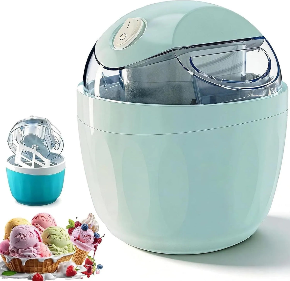 GENERIC, Z wcześniej mrożone Bol dla, Compact Domestic Mini Sorbety, 500 Ml, 17 Oz, Gelatos i Sorbets w jednym dotyku w 15 minut, Dla Portion