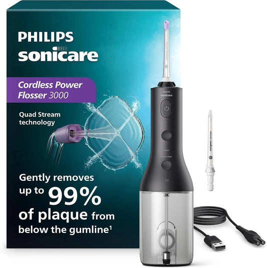 Philips Sonicare, Philips IPX7 Waterproof, Hydrocharger z innowacyjną technologią Quad Stream, Sonicare Wireless powertrain 3000, nawadniacz doustny z 2 trybami