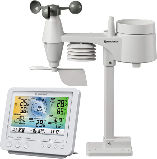 BRESSER, Stacja Braser, bezprzewodowa stacja meteorologiczna, Wi-Fi, profesjonalny, biały