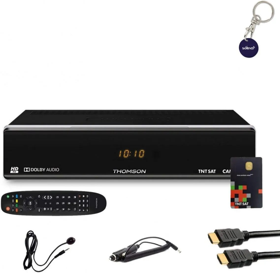 THOMSON, Inteligentny telewizor, 12 V, TV, HDMI, HD odbiornik telewizji satelitarnej + TNTSAT V6 Karta + HDMI + Kabel 12 V + Kabel IR