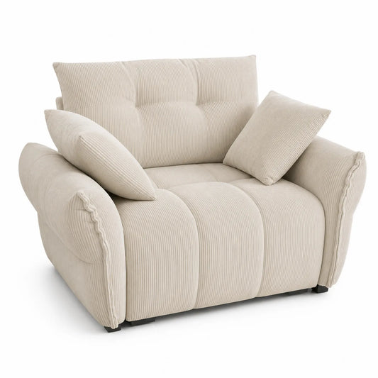 Sofa Sztruksowa Beżowa z Poduszkami 120 cm