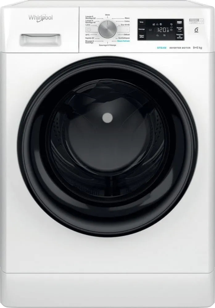 Whirlpool pralko-suszarka, Pralka susząca 9, 5 kg FFWDB964489BVFR, 5 kg, pralka, suszarka, min - FFWDB964489BVFR, 5 kg 1400 Tours