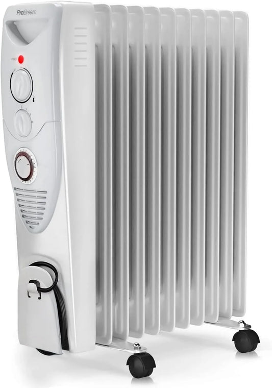 Pro Breeze grzejnik elektryczny, Elektryczny grzejnik, 2500 W, przenośny, licznik, Regulowany termostat, 3 poziomów ciepła, 11 elementów