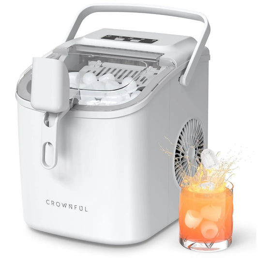 CROWNFUL kostkarka do lodu, 24h, przenośne, białe, bar, 12 kg w, 9 kostek lodu w 6 minut
