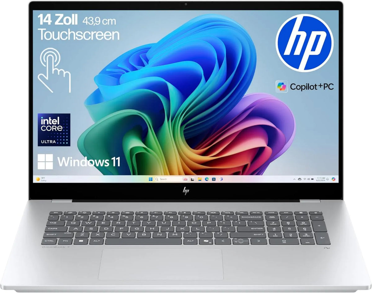HP 1TB, 7 256 V, 140 V, sterowanie dotykowe, zdalne sterowanie, OmniBook 7 Next Gen AI PC, 17,3-calowy wyświetlacz FHD Touch, Intel Core Ultra 7 256 V