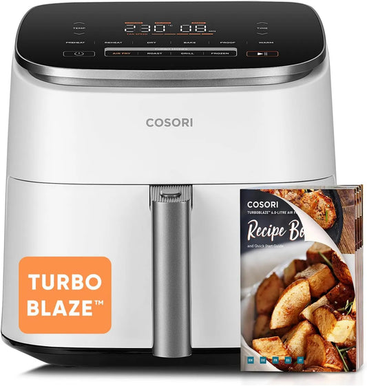 Cosori frytkownica beztłuszczowa, DC 5 9- in-1, 6 l, 30-230°C, 53 dB, tłumik, biały, 3 dB Cichy, -64% Energia, Do 3- Ludzie 9-en-1