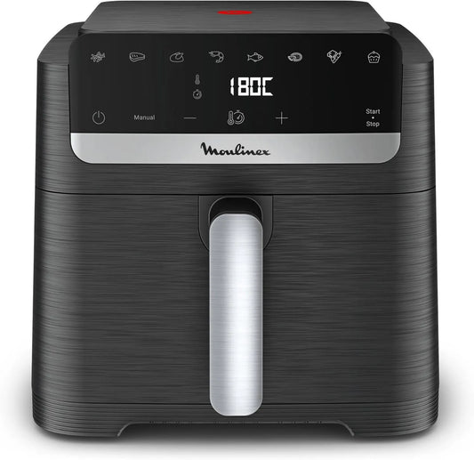 Moulinex frytkownica beztłuszczowa, Fritter powietrza, 7.5 l, 7 programów, czarny, bez oleju, szuflada dla 8 osób