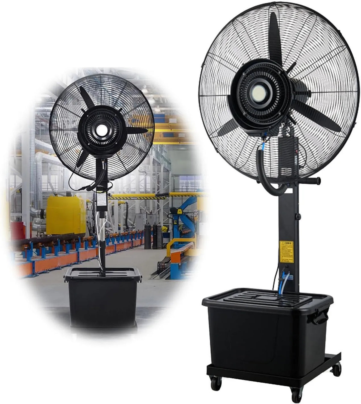 CSXCQM, Odświeżacz powietrza 650 mm / 26inch, 26 cali, 42 l, na zewnątrz, kółka poruszające się, przemysłowe, 3 prędkości, oscylacja, duży zbiornik 650 mm/26inch