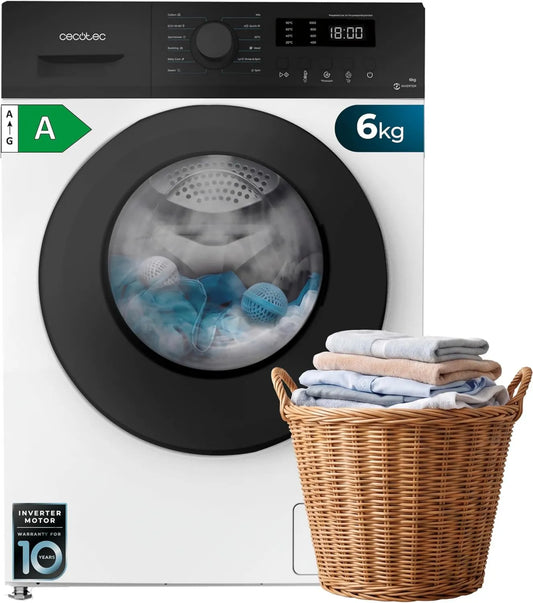 Cecotec pralka, Bolero DressCode 7150, 12 programów, 7 kg, klasa energetyczna A, blokada, Inwerter, para Max, 1400 tr, min, Drum Clean