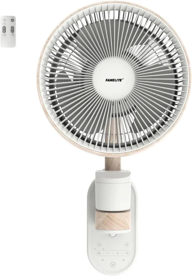 Fanelite, Wentylator FS09, 25 cm, licznik, oświetlenie LED, podwójna oscylacja, tłumik, 8 prędkości, silnik prądu stałego