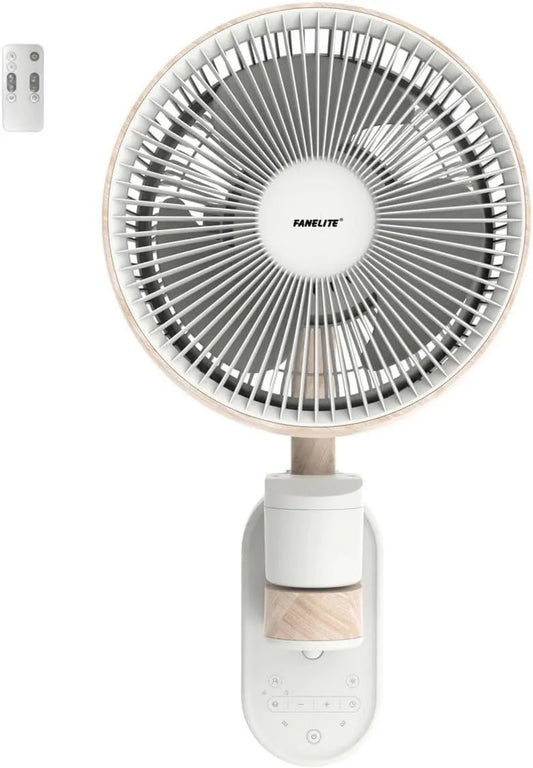 Fanelite, Wentylator FS09, 25 cm, licznik, oświetlenie LED, podwójna oscylacja, tłumik, 8 prędkości, silnik prądu stałego