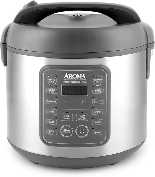 Aroma Housewares ryżowar, ARC- 5200SG kuchenka, kuchenka elektryczna wielofunkcyjna, kuchenka ryżu, 10 kubków, 20 filiżanek, profesjonalny, szary ARC-5200SG