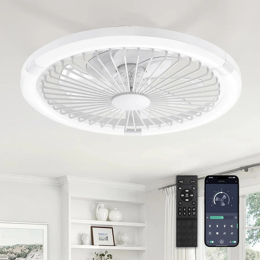 ZMISHIBO, Wentylator, 50 cm, 50 W, Zdalne sterowanie i aplikacja, biały, Regulowana jasność 10- 100%, 3 kolory, 6 prędkości