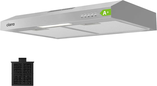CIARRA okap kuchenny, CBCSC6903D CBCF009 Osłona ssąca, 60 cm, 220m3 / h, klasa energetyczna A, ewakuacja i recykling, oświetlenie LED CBCS6903D m3/h
