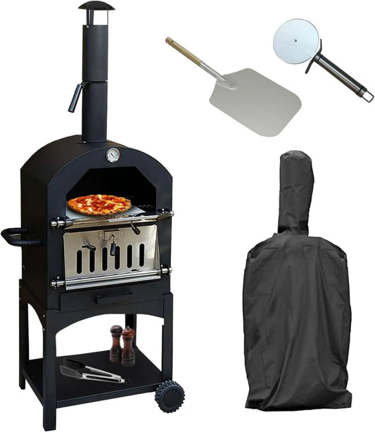 KuKoo, Elektryczny piec do pizzy, 30 cm, plener, grill, czarny, Pizza stone & cover INCLUSIVE
