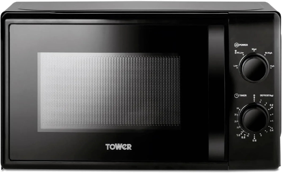 TOWER, kuchenka mikrofalowa, 20 l, 700 W, Wieża T24034BLK, 5 poziomów mocy i 35 minut licznik czasu, mikrofalówka, czarny