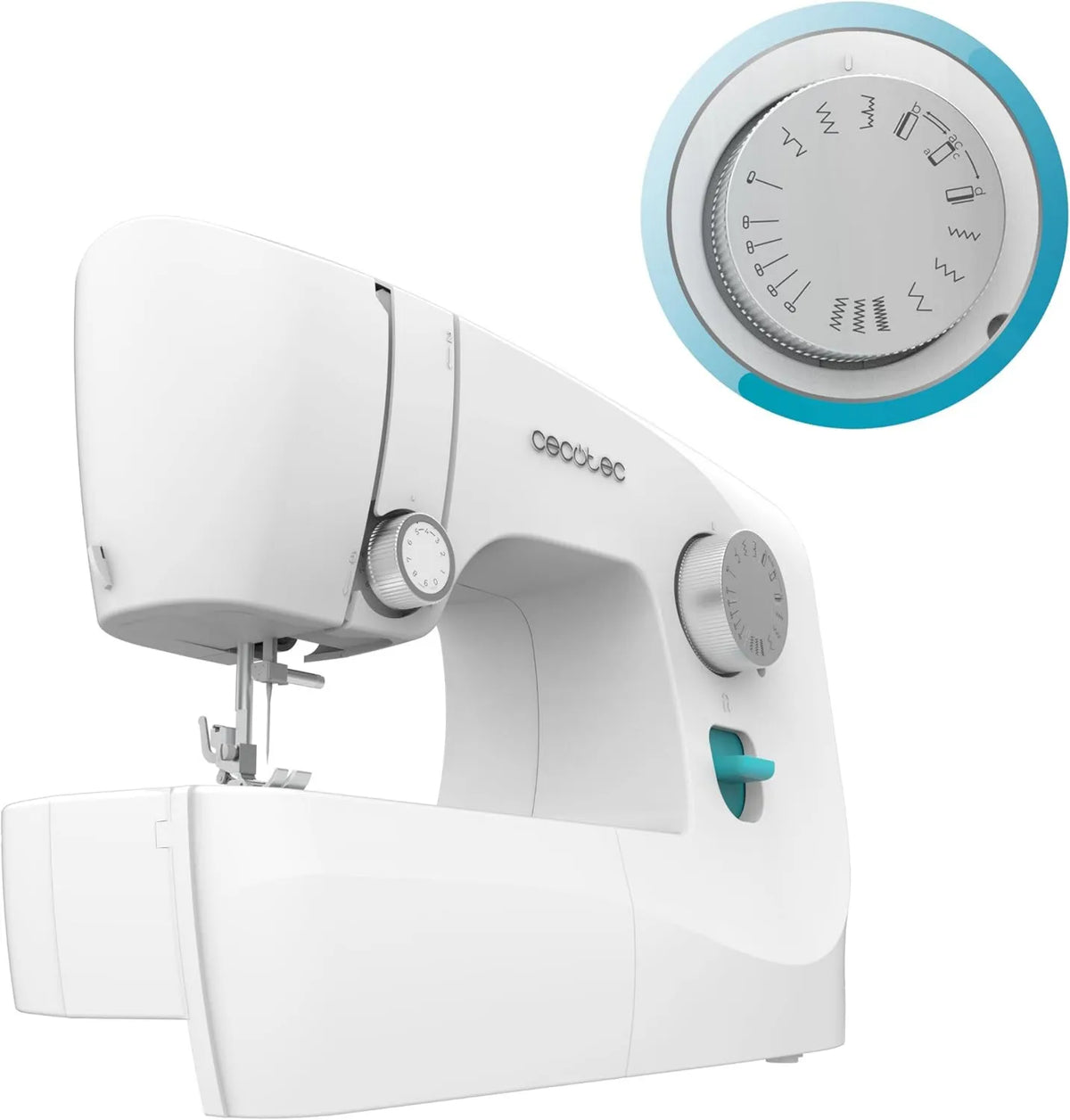 Cecotec, Akcesoria do urządzeń przenośnych, Belle Sewing MachineSew 1500 Kompaktowy i przenośny, Ręczny przycisk w 4 Krokach i regulowane
