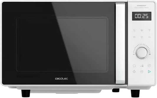 Cecotec, Grandheat 2500 Kuchenka mikrofalowa, 25 l, 800 W, 8 programów, dotyk, minutnik, blokada, mikrofalówka, biały, 60 min, 5 poziomów