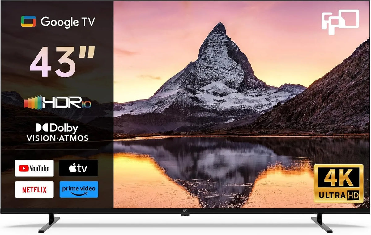 FPD telewizor, Google Smart TV, 43 cale, 60 Hz, TV, 4K UHD, HDR, Dolby Dźwięk, Dolby Atmos dźwięk zanurzający, Fluid MEMC technologia, Dolby Vision, Chromecast