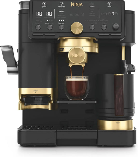 NINJA, Maszyna do kawy 3- in-1 zaprojektowana przez Davida Beckhama: espresso, Luxe Café Pro, filtr do kawy i infuzji zimnej, szlifierka, zintegrowana dysza do mleka 3- in-1 3 w 1