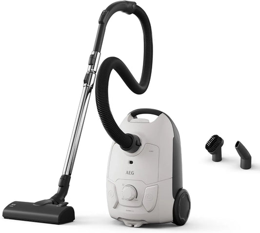 AEG AB51C1SW CLEAN 5000 odkurzacz, 72 m², odkurzacz z workiem, wysoka moc ssania, 37% tworzywo sztuczne z recyklingu, wielofunkcyjna dysza 2 w 1