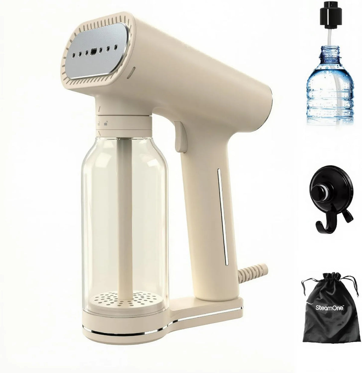 SteamOne parownica do ubrań, 30 CREAM400 Puchar ssący Crochet included, Steamer Karl XL Przenośne, Karl XL Steamer Przenośny Defraighter Cream 2000 W, 400 ml, 2 tryby