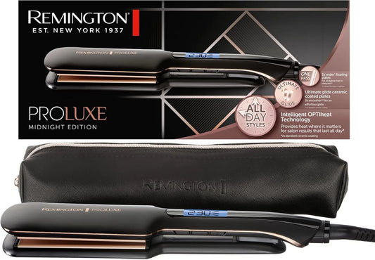 Remington prostownica do włosów, płyty ceramiczne XL: 110 x 50 mm, S9150B, wyświetlacz LCD