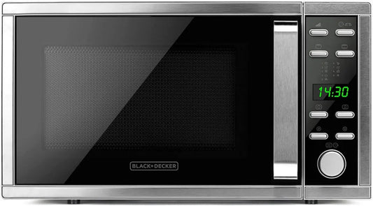 BLACK+DECKER, czarny+DECKER czarny+DECKER czarny+DECKER czarny+DECKER czarny + Decker BXMY901E Kuchenka mikrofalowa, 25 l, 900 W, 2 programów, minutnik, grill, rozmrażanie, czarny, Auto- menu z 9 receptur
