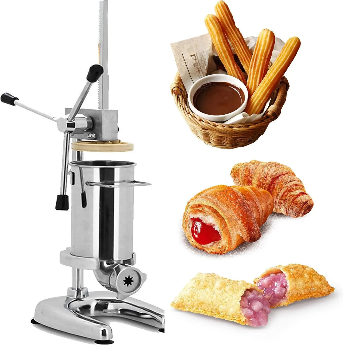 Ręczna Maszyna Do Churros 2l/3l Komercyjna Hiszpańska Churrera Do Donutów Maszyna Do Robienia Churros Z 5 Formami Pionowa Maszyna Do Napełniania