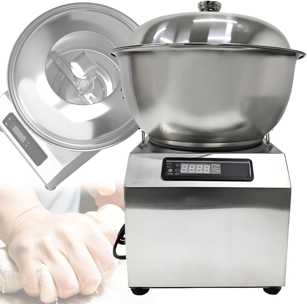 VFMVOYNZ mikser planetarny, kg / 8 idealny do pizzy i ciasta chlebowego, do profesjonalnej stali nierdzewnej, elektryczny 5 kg z zegarem 30 min, 5 kg kg/8