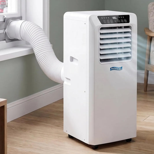 MiyKom klimatyzator przenośny, Zestaw 360 ° Koła, Okno, Urządzenie klimatyzacyjne 7000 BTU LED Polecenie, Ustawienia uśpienia Utrzymują spokój środowiska 50- 55 dB Pokoje